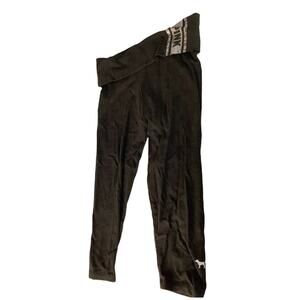 Victoria’s Secret PINK Rhinestone Foldover Yoga Capri Leggings Black S